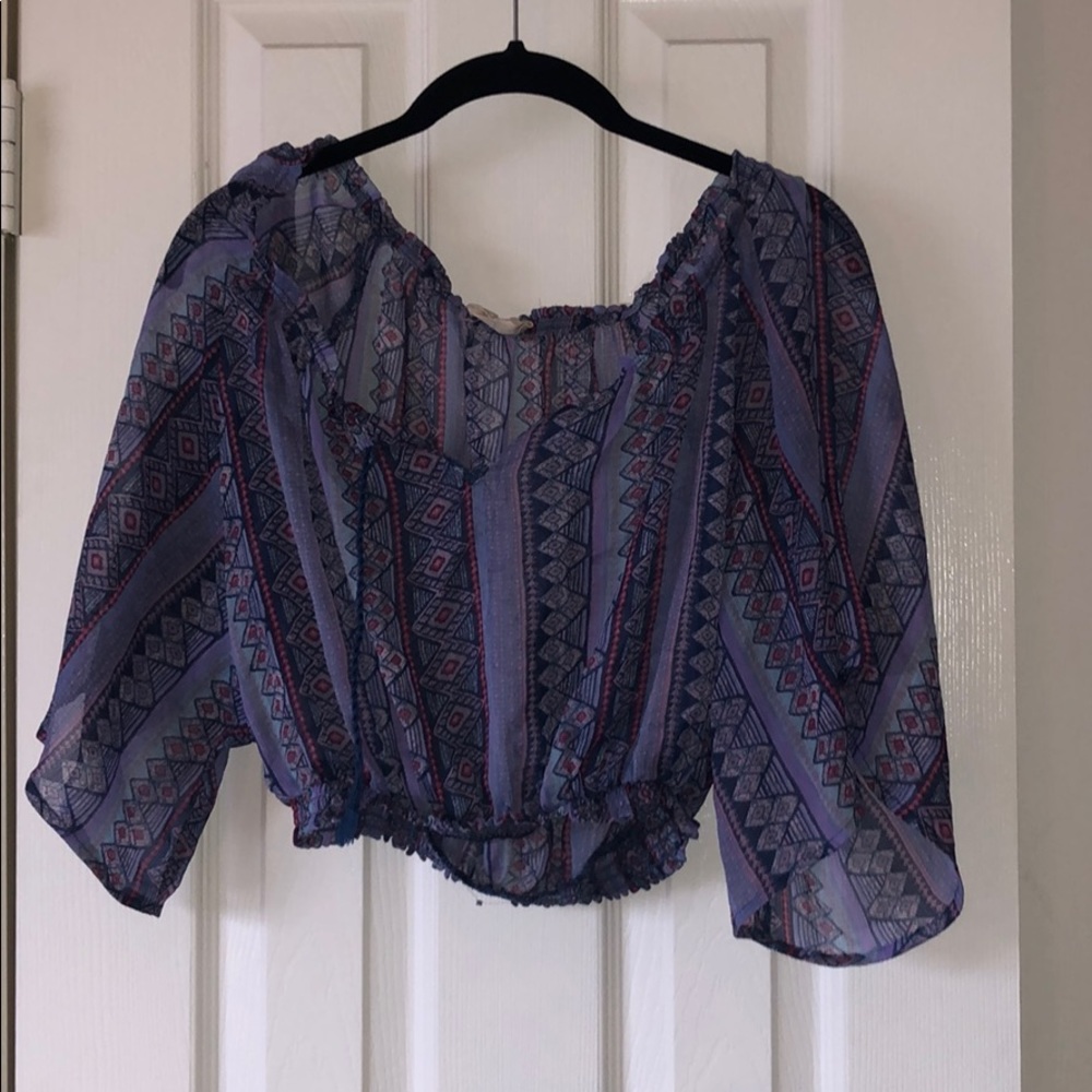 Patterned Cropped Blouse